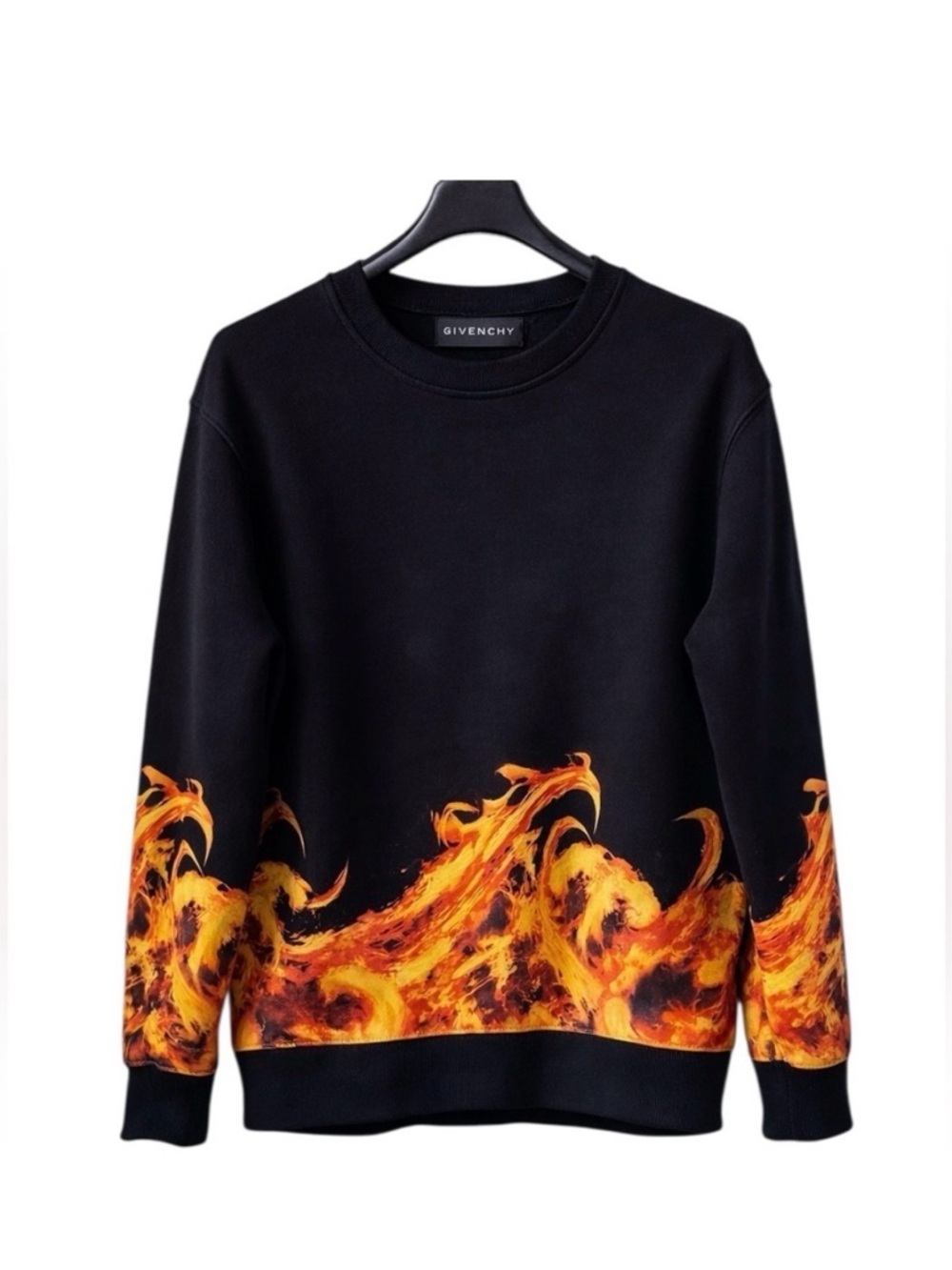 Givenchy Black Sweater with Orange Flame Design Authentic made in Italy sz M - Picture 2 of 8